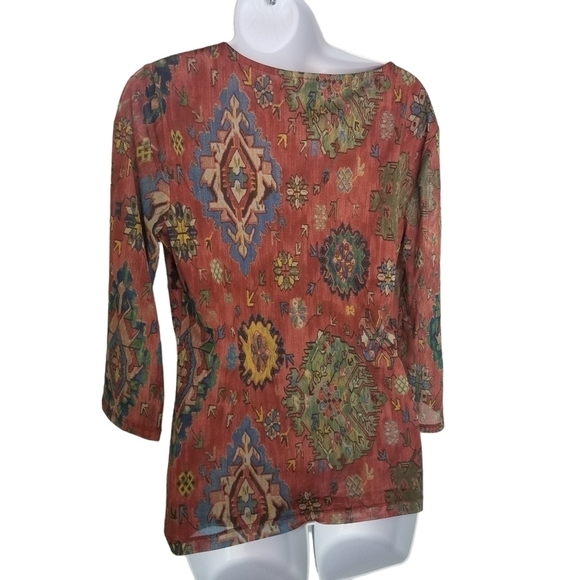 Vtg CHAPS Y2k 90s southwest print mesh shirt - Picture 2 of 7